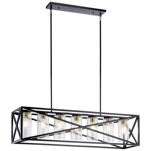 Main product image of Moorgate 48" 7 Light Linear Chandelier w/ Clear Glass (Black) and Brass