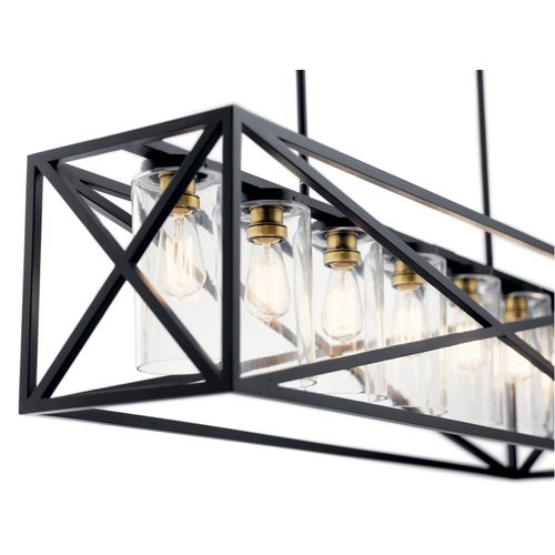 Main product image of Moorgate 48" 7 Light Linear Chandelier w/ Clear Glass (Black) and Brass