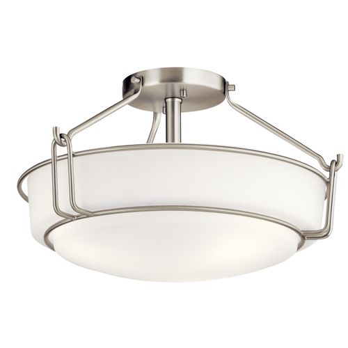 Main product image of Alkire 16.5" 3 light Semi Flush w/ Satin Etched White Glass (Brushed Nickel)