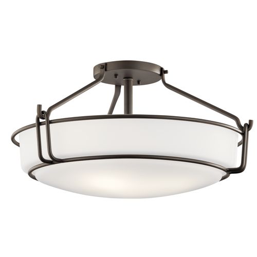 Main product image of Alkire 22" 4 light Semi Flush w/ Satin Etched White Glass (Olde Bronze)