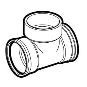 Main product image of 8" x 8" x 4" PVC SDR 35 Tee (G x G x DWV Hub)