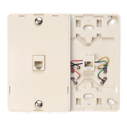 Main product image of Telephone Wall Jack, 6p4c, Screw Terminals (Light Almond)