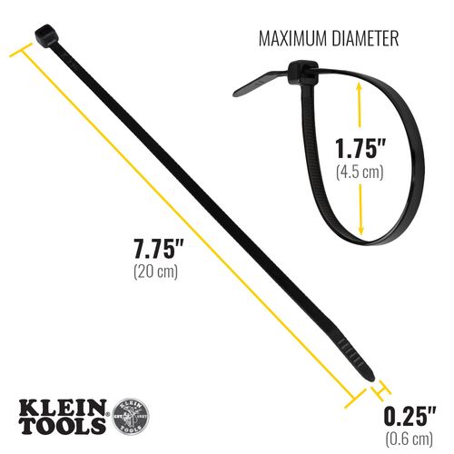 Main product image of 7-3/4" Cable Zip Ties, 50-lbs. Tensile, Black (Pack of 100)