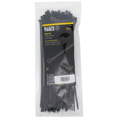 Main product image of 11-1/2" Cable Zip Ties, 50-lbs. Tensile, Black (Pack of 100)