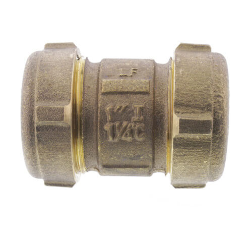 Main product image of 1" IPS (1-1/4" CTS) Brass Compression Coupling Short (Lead Free)