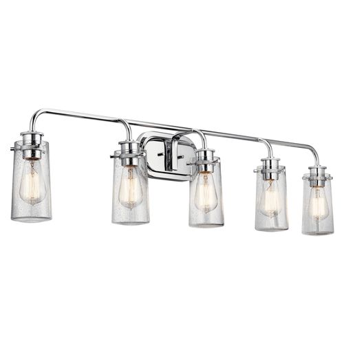 Main product image of Braelyn 44" 5 Light Vanity Light w/ Clear Seeded Glass (Chrome)