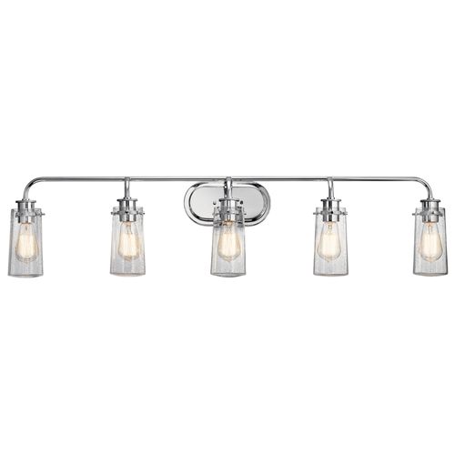 Main product image of Braelyn 44" 5 Light Vanity Light w/ Clear Seeded Glass (Chrome)