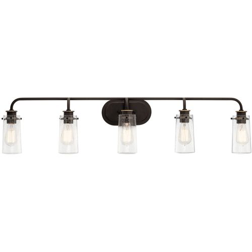 Main product image of Braelyn 44" 5 Light Vanity Light w/ Clear Seeded Glass (Olde Bronze)