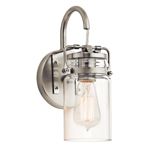Main product image of Brinley 11.5" 1 Light Wall Sconce w/ Clear Glass (Brushed Nickel)