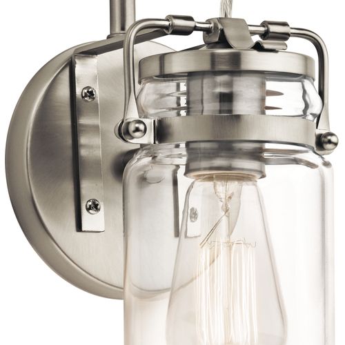 Main product image of Brinley 11.5" 1 Light Wall Sconce w/ Clear Glass (Brushed Nickel)