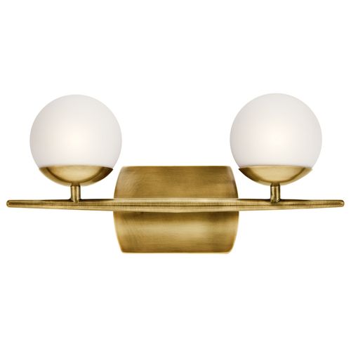 Main product image of Jasper 16.5" 2 Light Halogen Vanity Light w/ Satin Etched Cased Opal Glass (Natural Brass)