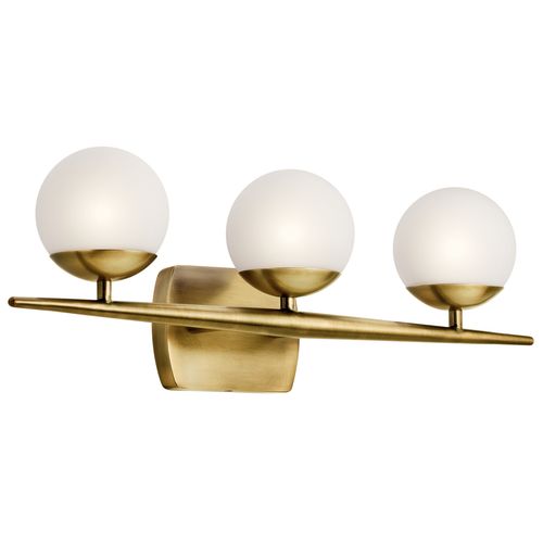Main product image of Jasper 24.5" 3 Light Halogen Vanity Light w/ Satin Etched Cased Opal Glass (Natural Brass)