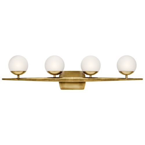 Main product image of Jasper 32.25" 4 Light Halogen Vanity Light w/ Satin Etched Cased Opal Glass (Natural Brass)
