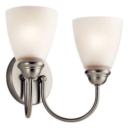 Main product image of Jolie 13" 2 Light Vanity Light w/ Satin Etched Glass (Brushed Nickel)