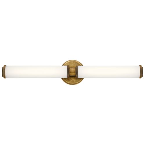Main product image of Indeco 27" LED Linear Vanity Light w/ Satin Etched White Glass (Natural Brass)