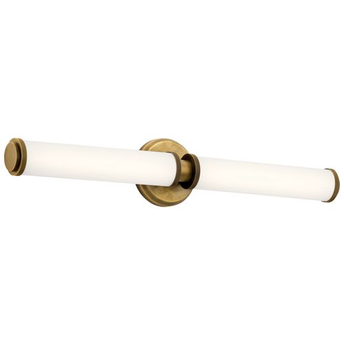 Main product image of Indeco 27" LED Linear Vanity Light w/ Satin Etched White Glass (Natural Brass)