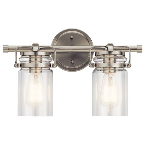 Main product image of Brinley 15.75" 2 Light Vanity Light w/ Clear Glass (Brushed Nickel)