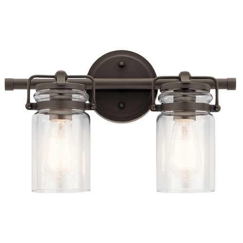 Main product image of Brinley 15.75" 2 Light Vanity Light w/ Clear Glass (Olde Bronze)