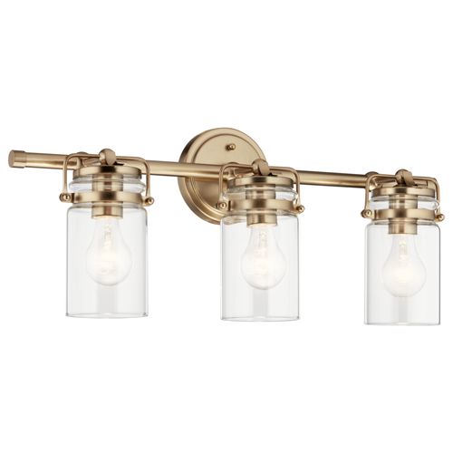 Main product image of Brinley 24" 3 Light Vanity Light w/ Clear Glass (Champagne Bronze)