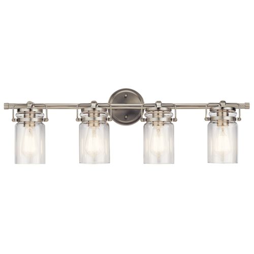 Main product image of Brinley 32.25" 4 Light Vanity Light w/ Clear Glass (Brushed Nickel)