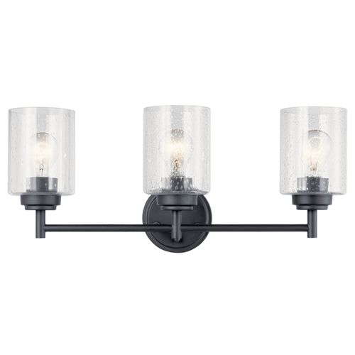 Main product image of Winslow 21.5" 3 Light Vanity Light w/ Clear Seeded Glass (Black)