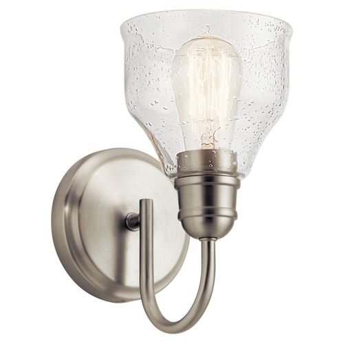 Main product image of Avery 9.25" 1 Light Vanity Light w/ Clear Seeded Glass (Brushed Nickel)
