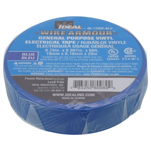 Main product image of 3/4" x 66' General Purpose Vinyl Electrical Tape, 7mm (Blue)