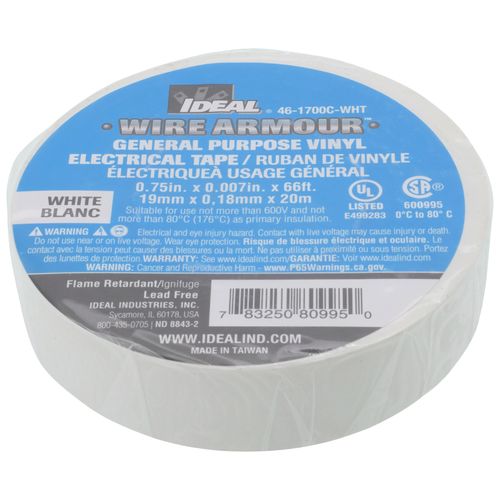 Main product image of 3/4" x 66' General Purpose Vinyl Electrical Tape, 7mm (White)