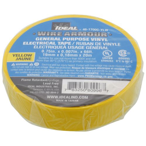 Main product image of 3/4" x 66' General Purpose Vinyl Electrical Tape, 7mm (Yellow)