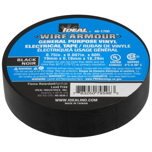 Main product image of 3/4" x 60' General Purpose Vinyl Electrical Tape, 7mm (Black)