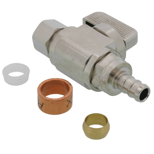 Main product image of 3/8" PureFlow PEX Crimp x 3/8" OD Compression Straight Stop, Lead Free (Chrome)