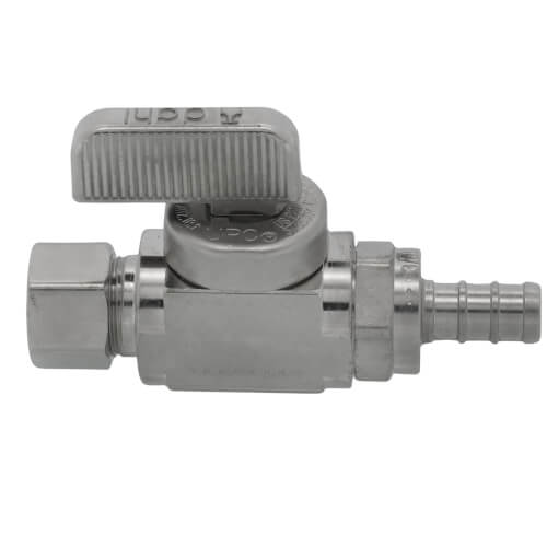 Main product image of 3/8" PureFlow PEX Crimp x 3/8" OD Compression Straight Stop, Lead Free (Chrome)