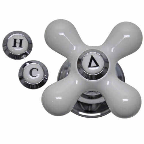 Main product image of Faucet Cross-Arm Handle in White (Chrome)
