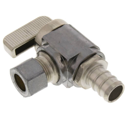 Main product image of 1/2" PureFlow PEX x 3/8" OD Compression Angle Stop Valve, No Lead