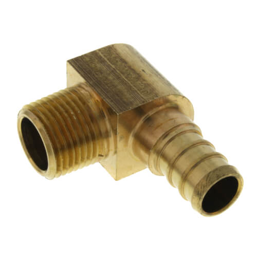 1/2" PureFlow PEX x 3/8" Male Threaded Brass Elbow (Lead Free)