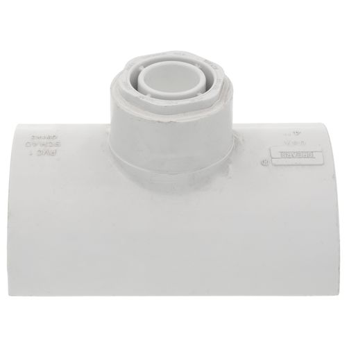 Main product image of 4" x 3/4" PVC Sch. 40 Saddle (IPS O.D. x Soc)
