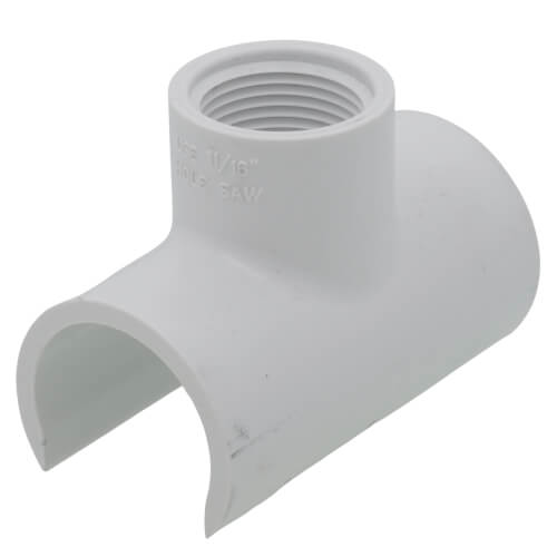 Main product image of 1" x 3/4" PVC Sch. 40 Snap-On Saddle (IPS O.D. x FPT)