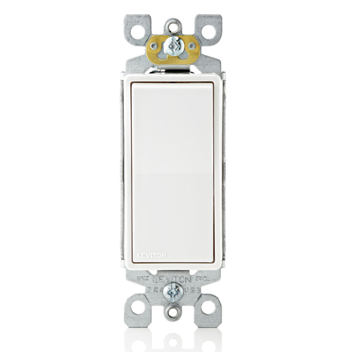 Main product image of 15A Decora Single-pole Switch, Self-grounding (White)