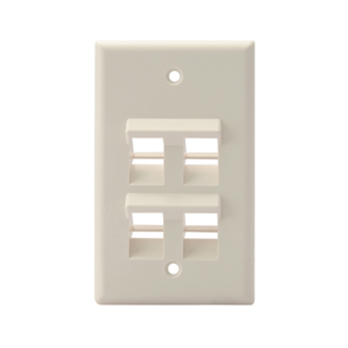 Main product image of Angled Single-Gang Quickport, Wallplate, 4-port (Light Almond)