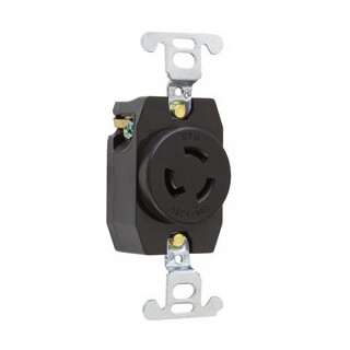 Main product image of Turnlok Single Receptacle, 15A, 2 Pole, 3-Wire, NEMA L5-15R - Black (125V)