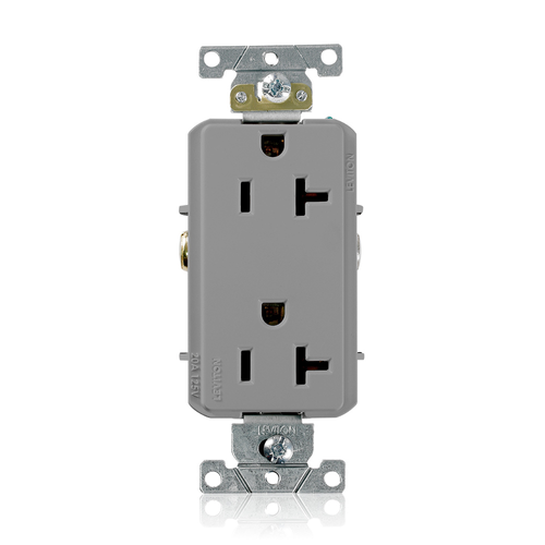 Main product image of 20A Decora Plus Duplex Receptacle/outlet,Heavy Duty Self-grounding, Side Wire (Gray)