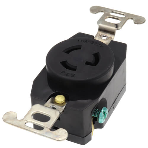 Main product image of Turnlok Single Receptacle, 15A, 2 Pole, 3-Wire, NEMA L7-15R - Black (277V)