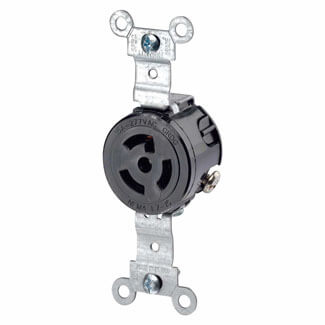 Main product image of Industrial Grade Locking Receptacle, 15A, 2P, NEMA L7-15R - Black (277V)