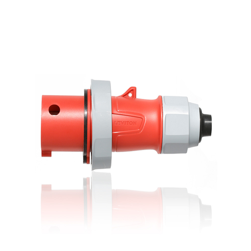 Main product image of 30A, 480V 2P, 3W, LEV Series IEC 60309-1 & 60309-2 Pin & Sleeve Plug w/ Screwless Clamp Assembly, IP66/IP67/IP68/IP69K, Watertight, Red