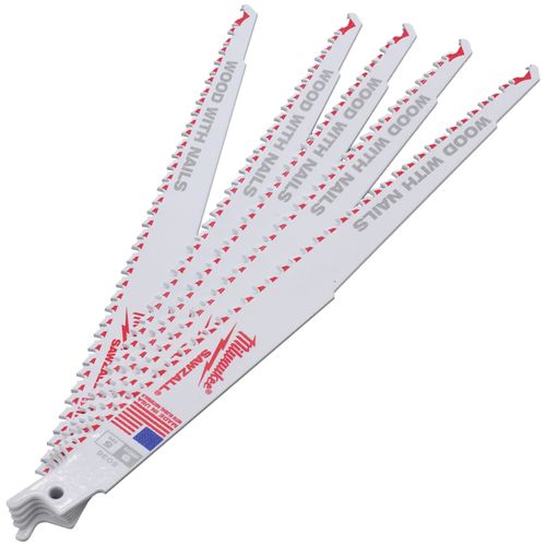Main product image of Sawzall Nail Embedded Wood Blade, 5 TPI (9" Length) (5 Pack)