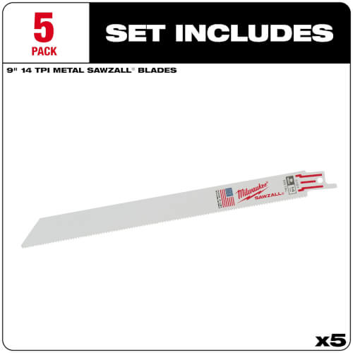 Main product image of Sawzall Blade, 14 TPI, (9" Length) (5 pack)