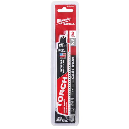 Main product image of Sawzall Torch Reciprocating Blade w/ Nitrus Carbide Teeth, 7 TPI, 6" Length (3 Pack)