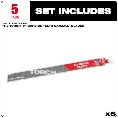 Main product image of The TORCH w/ Carbide Teeth, 8 TPI, 12" Length (5 Pack)
