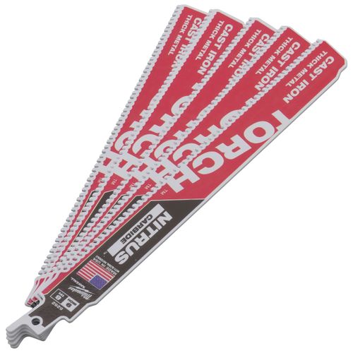 Main product image of Sawzall Torch Reciprocating Blade w/ Nitrus Carbide Teeth, 7 TPI, 9" Length (5 Pack)