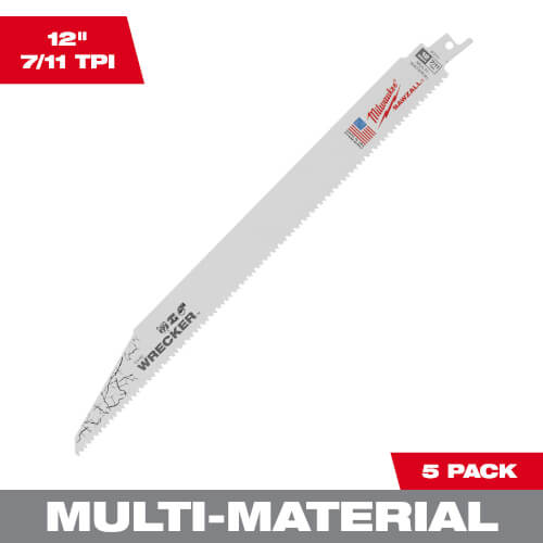 Main product image of 12" Sawzall Wrecker Multi-Material Blade, 7/11 TPI (5 Pack)